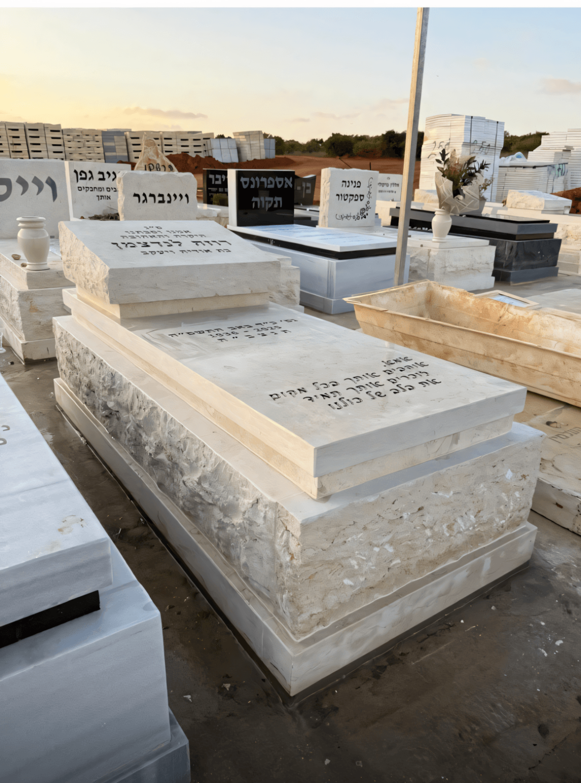מצבה כפולה, זוגית ומכפלה 4 מצבות בהירות בחלקה מסודרת